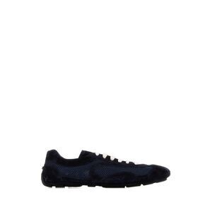 Prada Women Midnight Blue Suede And Mesh Montecarlo Sneakers